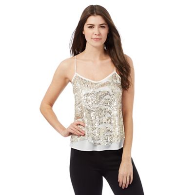 Star by Julien Macdonald White and gold sequinned cami top
